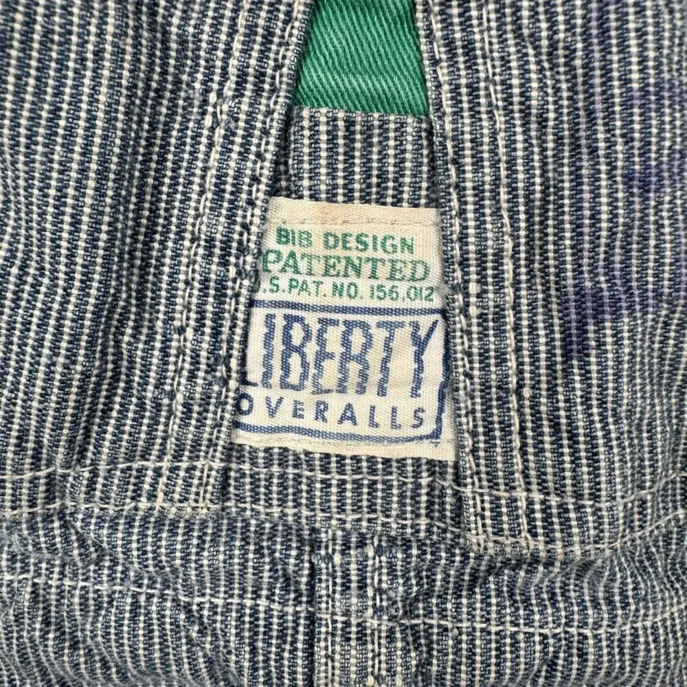 Vintage Liberty Overalls Shorts 12-18M Hickory Stripe Distressed USA 70s 80s